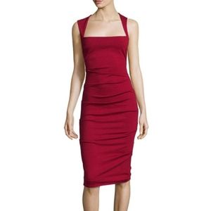 Nicole Miller Collection Red Ruched Cocktail Dress